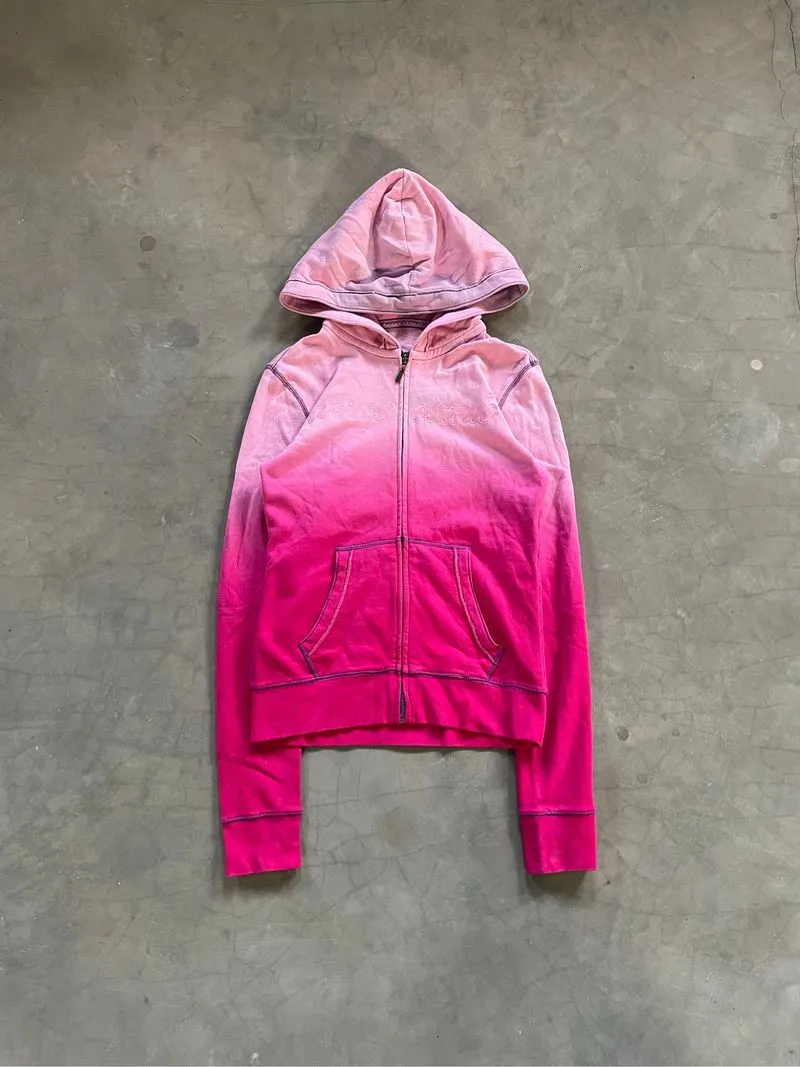 Y2k Grunge Emo Aeropostale Tie Dye Pink Zip Hoodie Embordir  photo 1