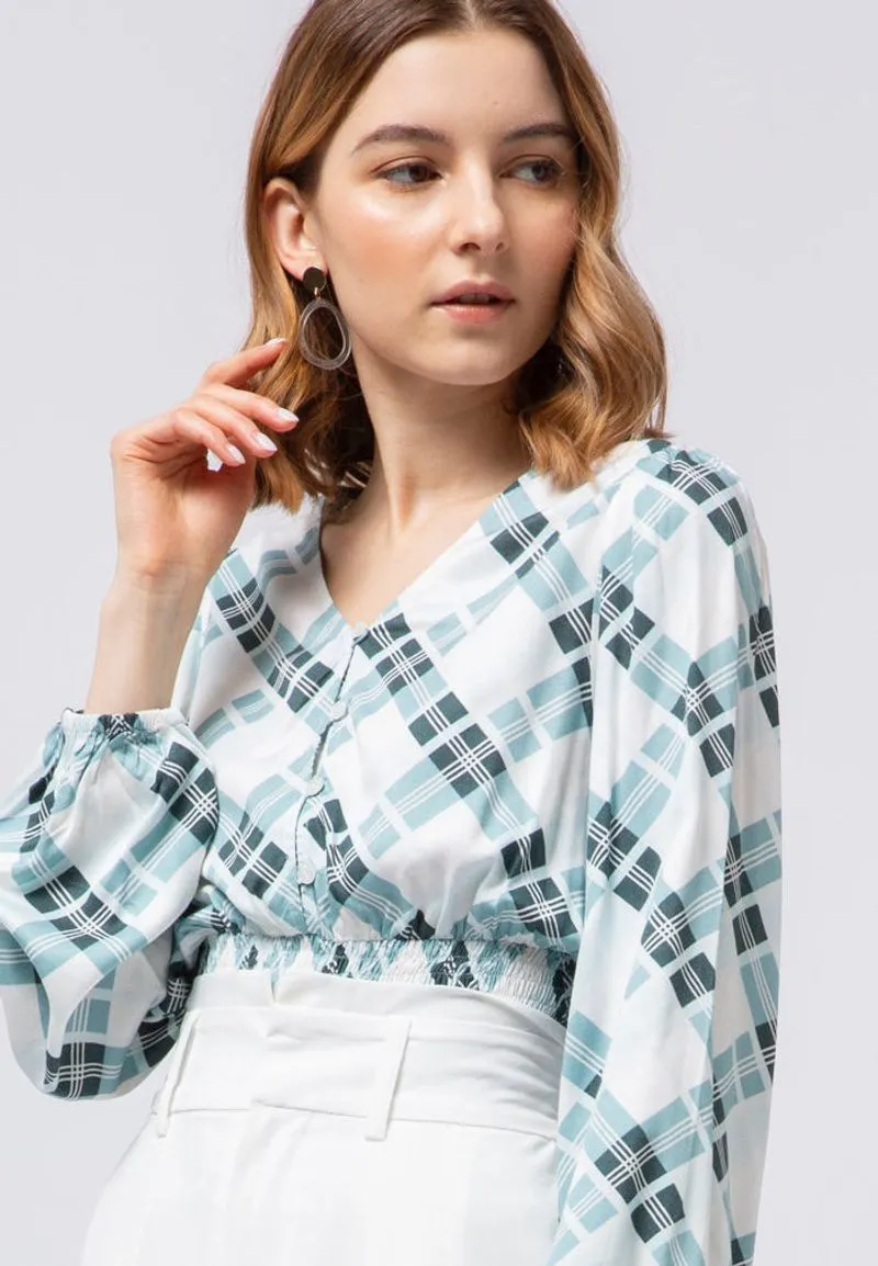 Colorbox Printed Smocked Green Blouse photo 1