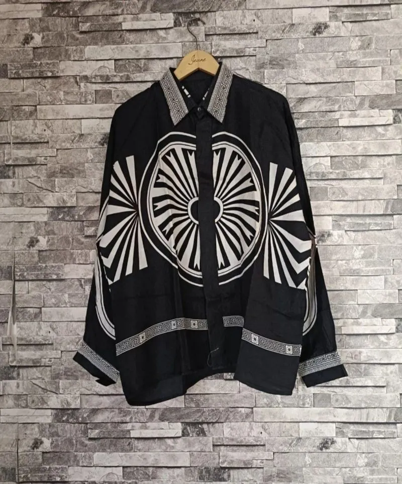 ( size xl ) vintage paradox baroque rayon loose shirt photo 1
