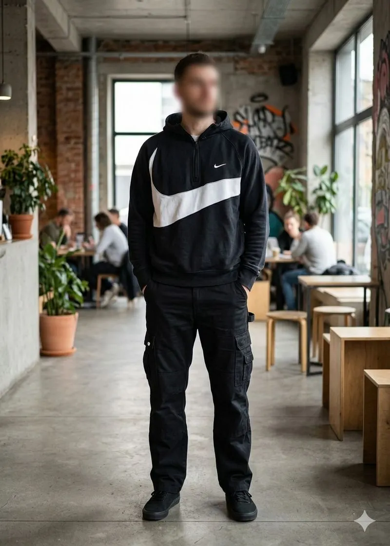 Hoodie Half Zipper Sportwear Nike Big Swoosh Style photo 1
