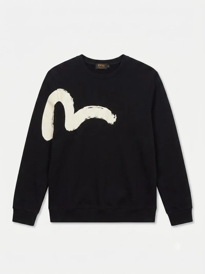 CREWNECK EVISU HERITAGE BLACK SEAGULL LOGO photo 1