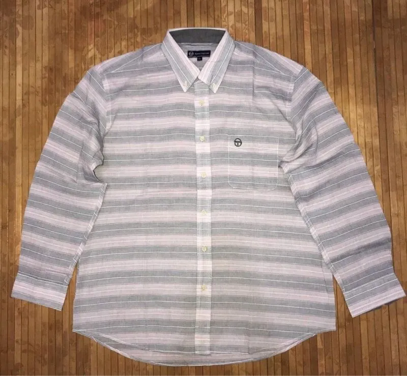 SERGIO TACCHINI CASUAL STRIPED EMBROIDERED LOGO BUTTON DOWN  photo 1
