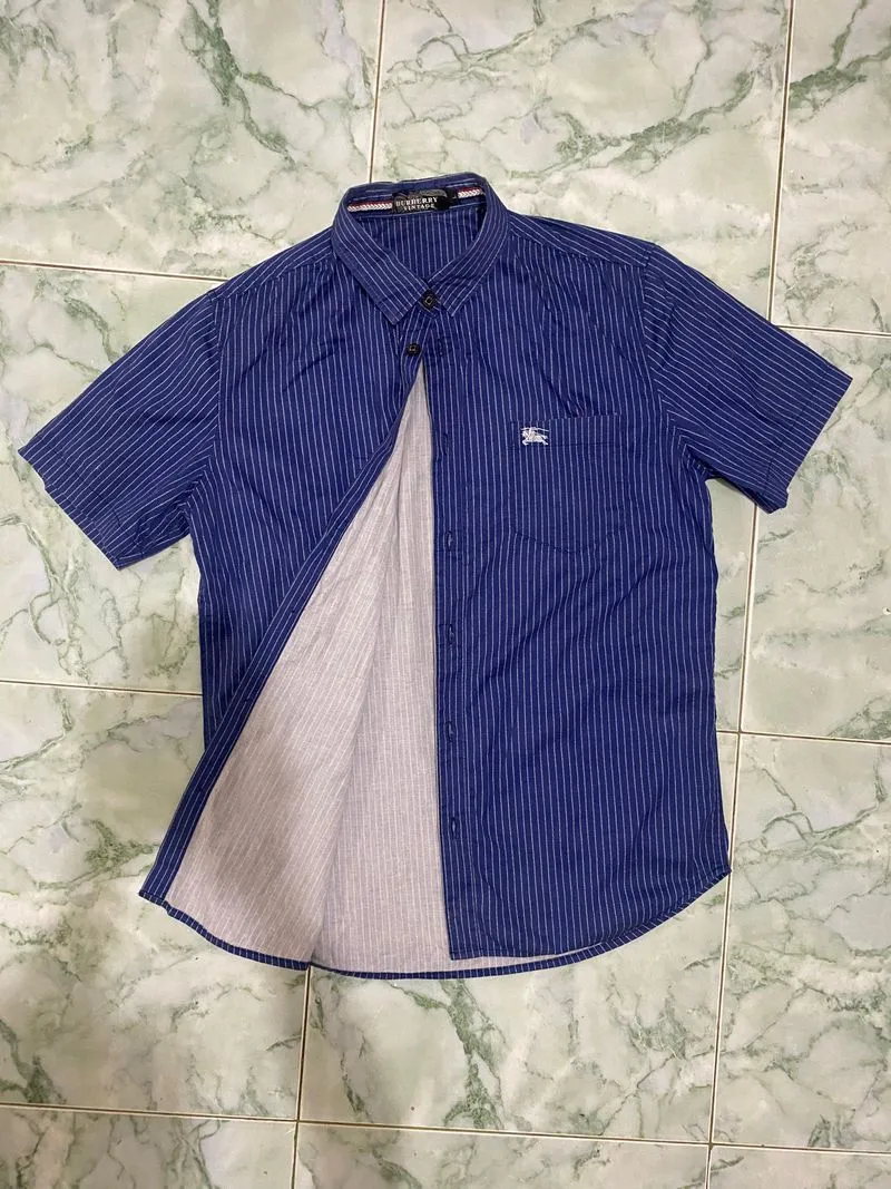 Burberry Vintage Luxury Formal shirt Pria blue photo 1
