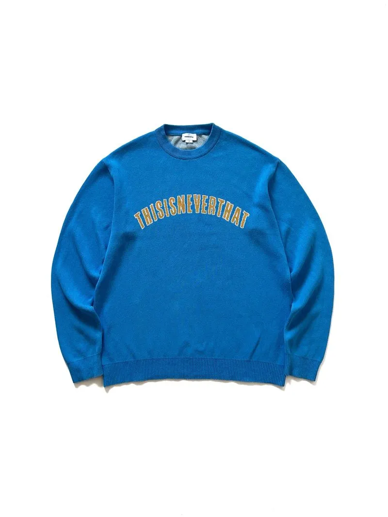 THISISNVRTHAT Arc Logo Jacquard Sweater - Blue   photo 1