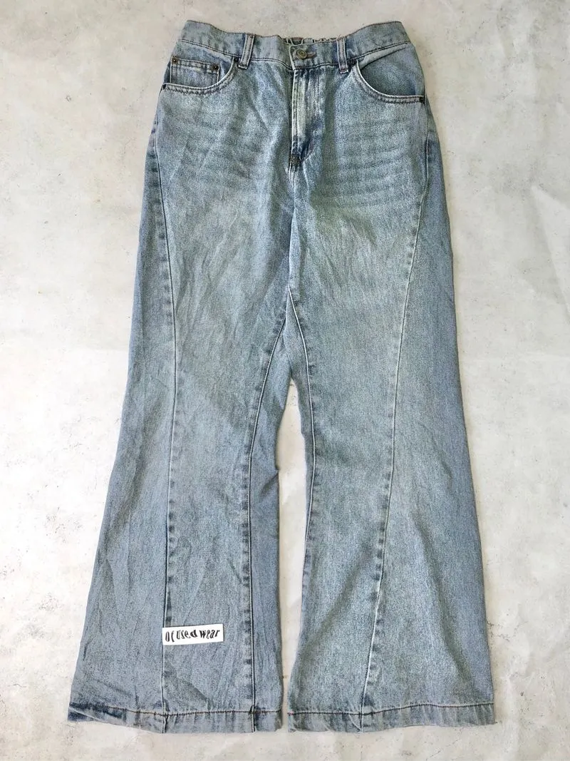 works japanese brand light blue bootcut pants  photo 1