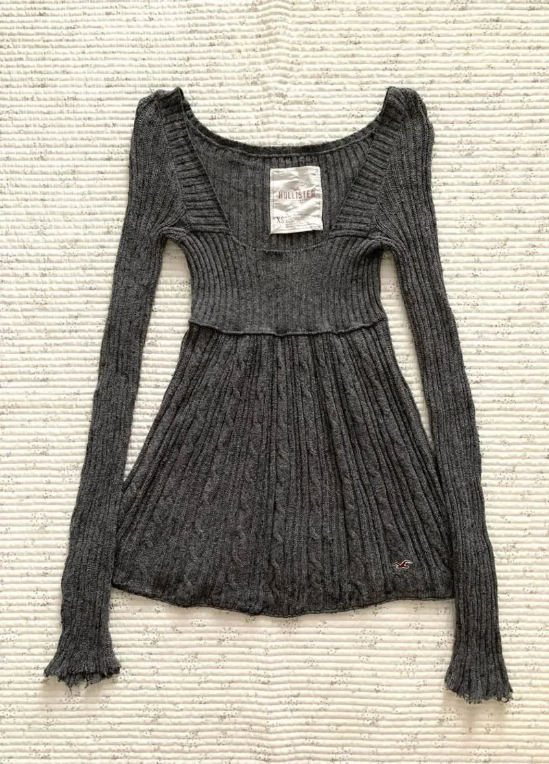 Hollister Grey Knit Babydoll photo 1