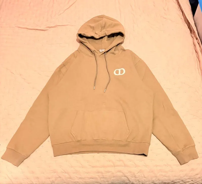 CD DIOR SS22 Brown Embroidered Logo Pullover Hoodie photo 1