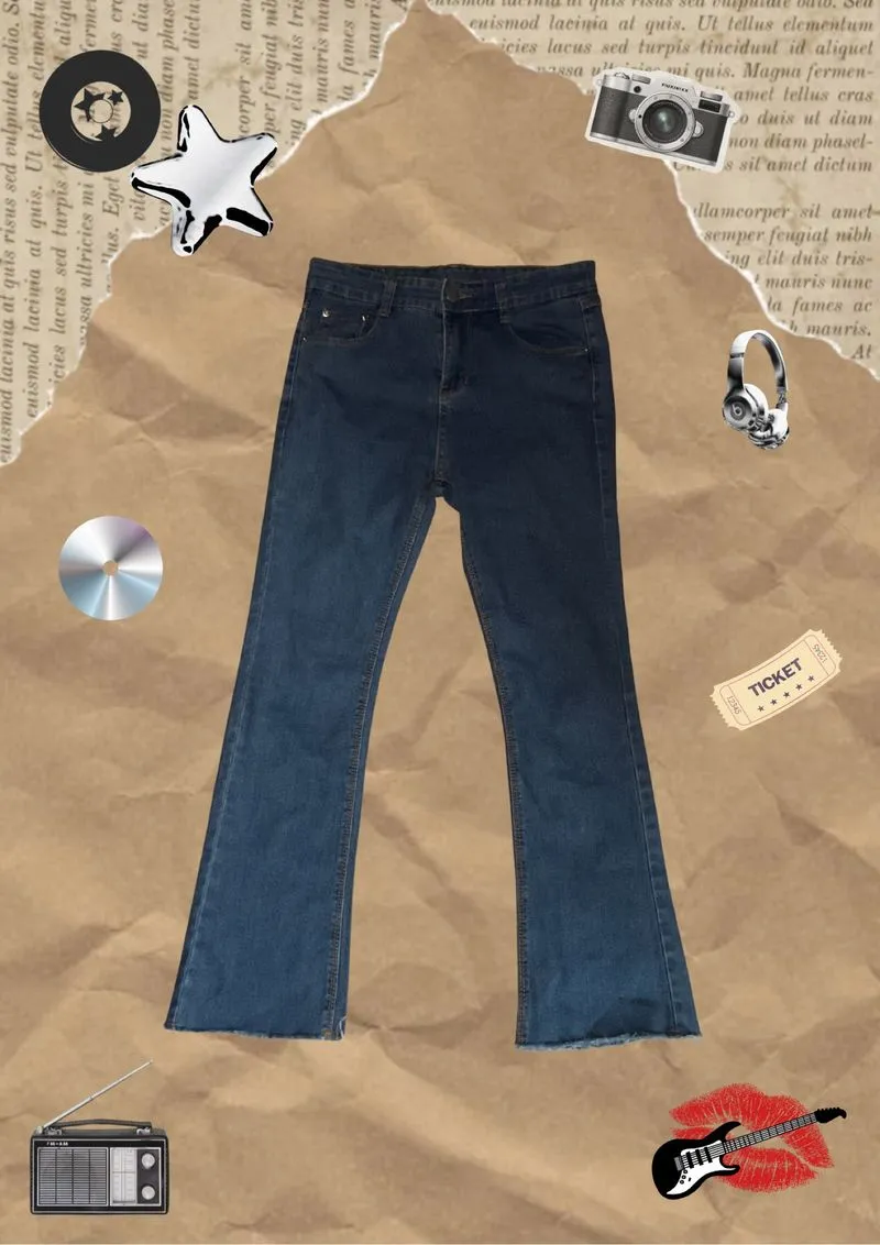 Jinkong Dark Blue Bootcut Raw Hem Jeans photo 1