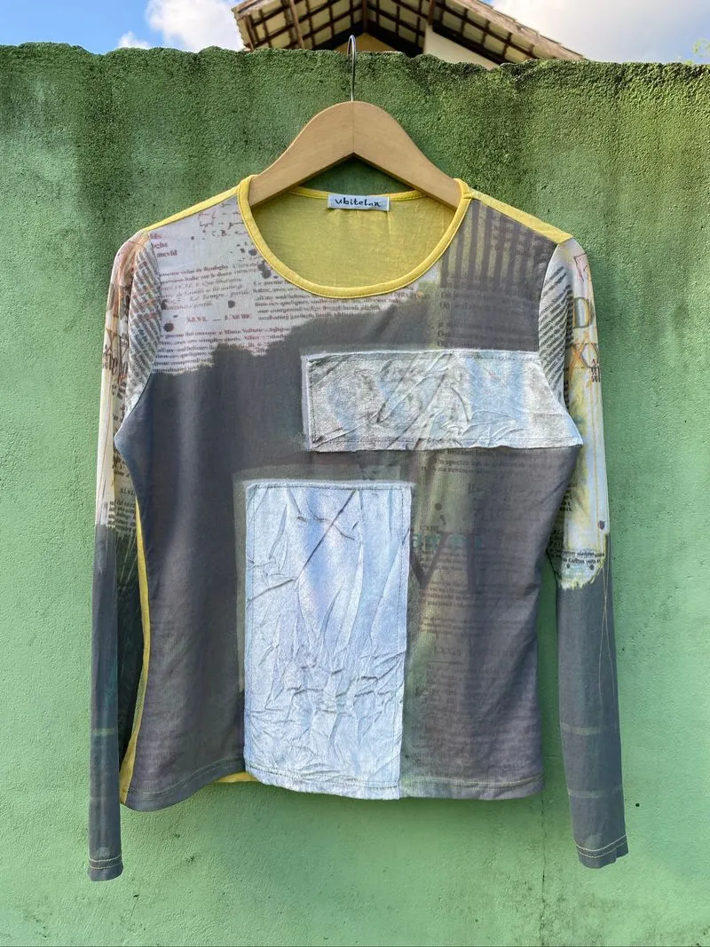 Ubitelan Y2K Abstract Mesh Sheer Top Avant Garde Archive photo 1