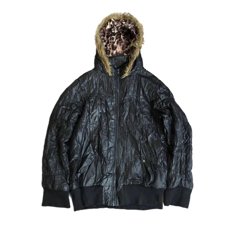 Y2K JOKY GAL PUFFER FUR JACKET GRUNGE photo 1