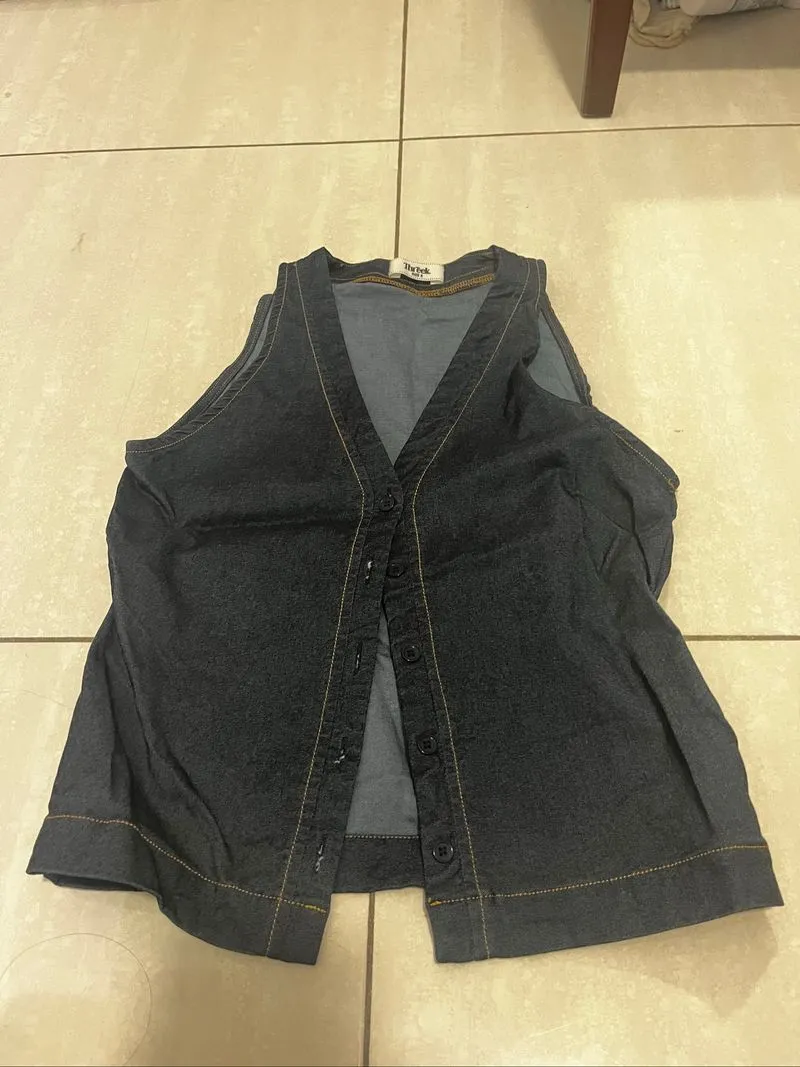 denim vest button up / sleeveless denim waistcoat / v-neck j photo 1