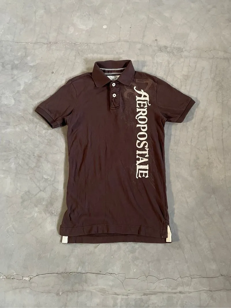 Y2k Grunge Emo Goth Aeropostale Polo Shirt Tribal Logo photo 1