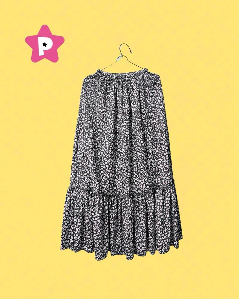 Green Floral Tiered Skirt photo 1