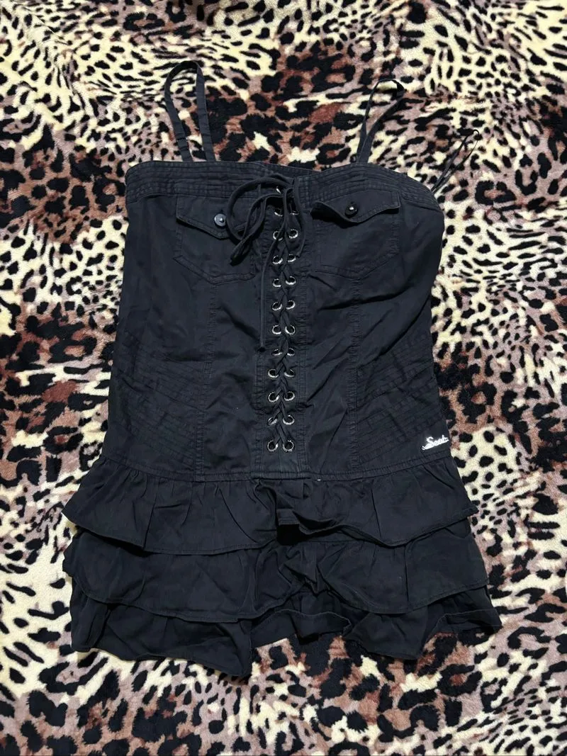 y2k tied ruffle mini dress photo 1