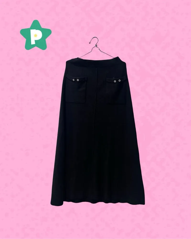 Black Knit A-Line Skirt photo 1