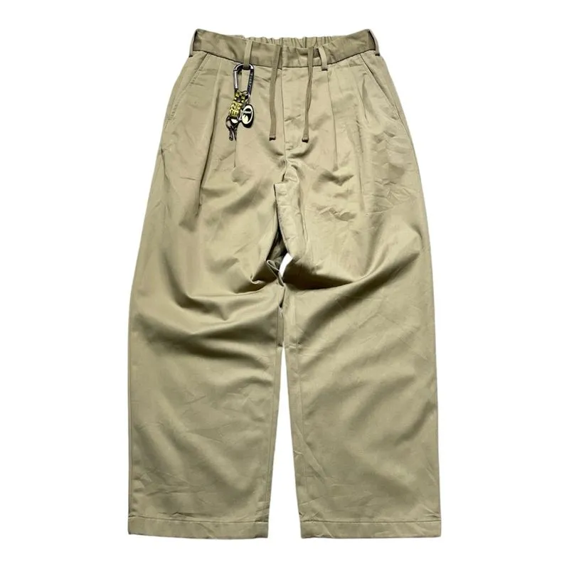 Gu uniqlo two tuck wide baggy pants beige photo 1