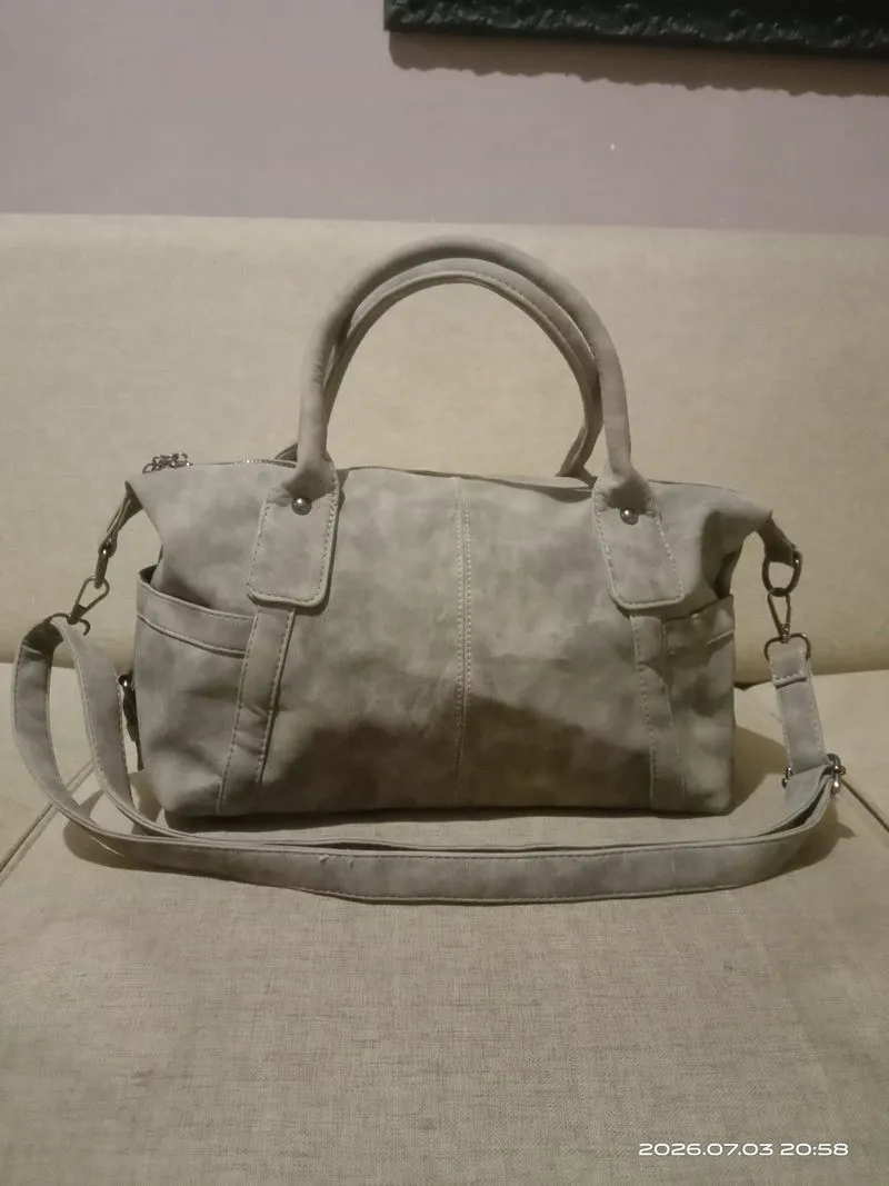 Shoulder bag suede khaki photo 1
