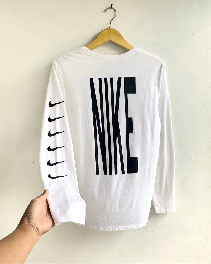 Nike Running Longsleeve White Shirts Multiple Swoosh Unisex  photo 1