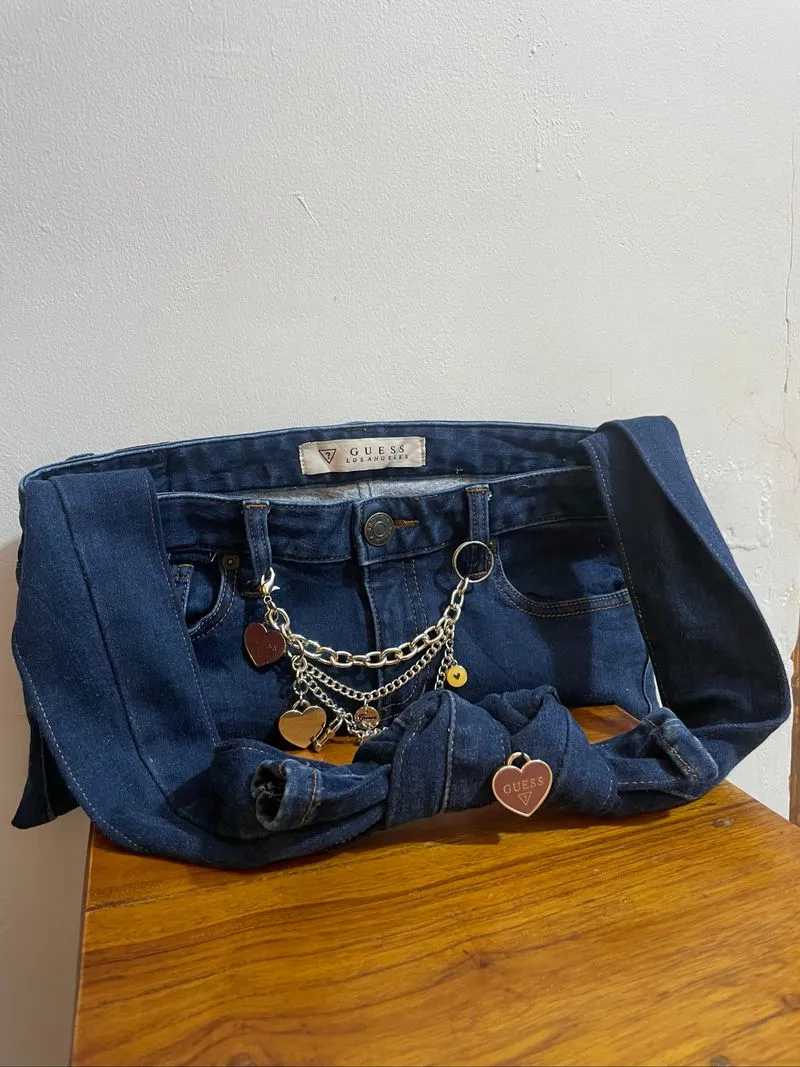 REWORKED BAG FROM ORIGINAL GUESS JEANS (tas denim tote bag) photo 1