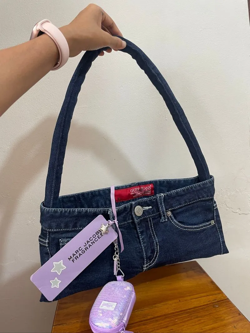 REWORKED BAG FROM ORIGINAL GUESS JEANS (tas denim tote bag) photo 1