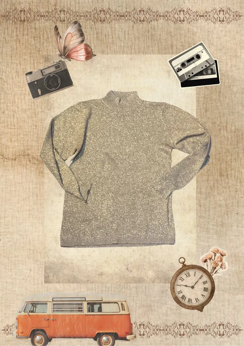 BASIX Gold Glitter High Neck Knit Top photo 1
