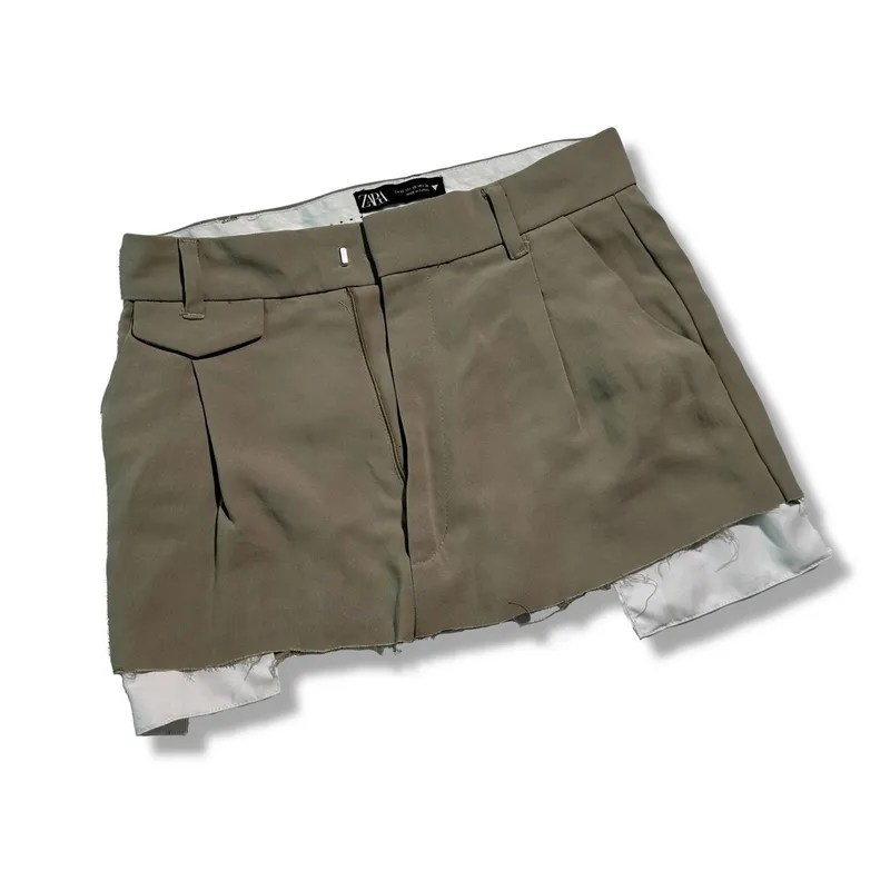 ZARA Y2K Reworked Mini skirt Wanita tan photo 1