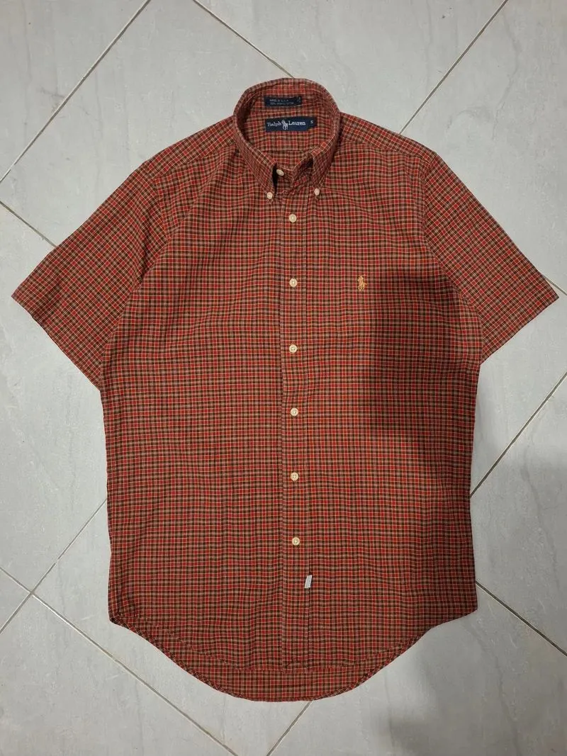 Ralph Lauren plaid shirt with a gold pony logo photo 1