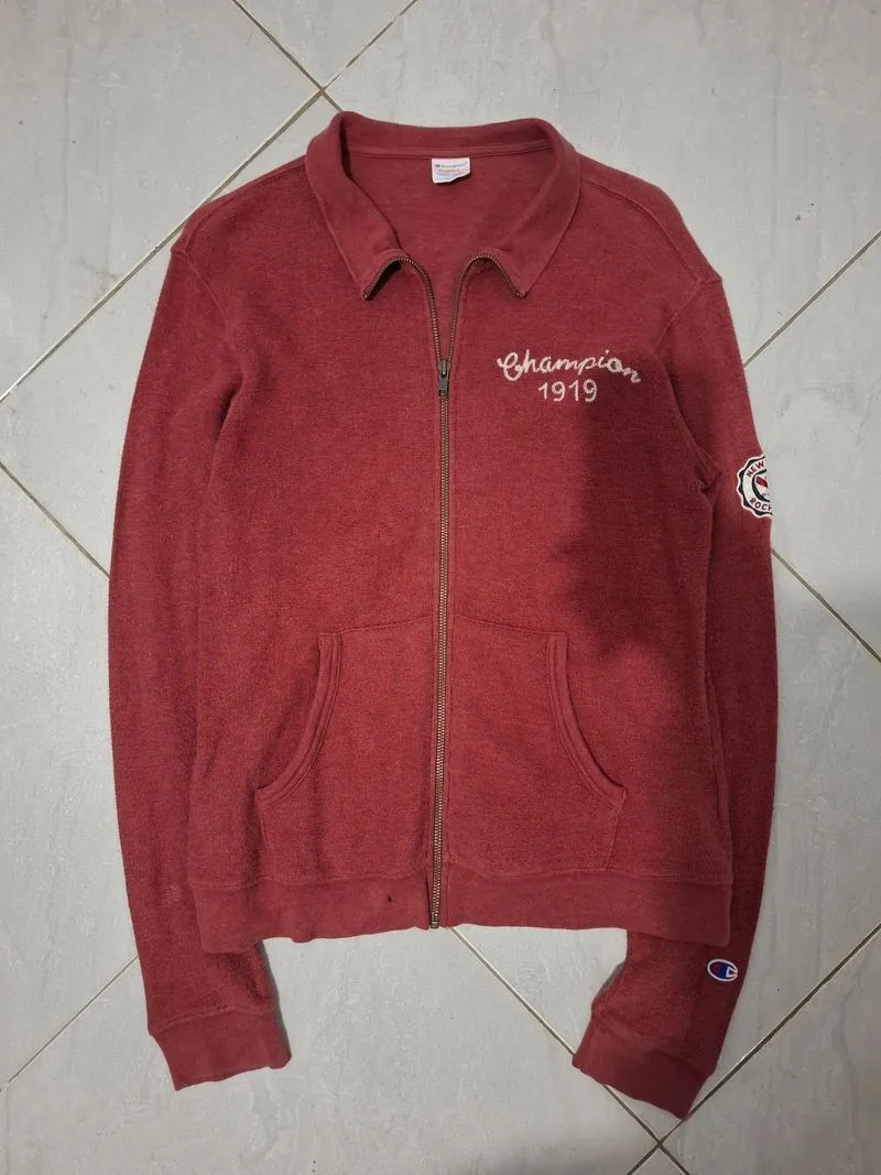 Champion 1919 maroon knit zipper jacket "New york Rochester" photo 1