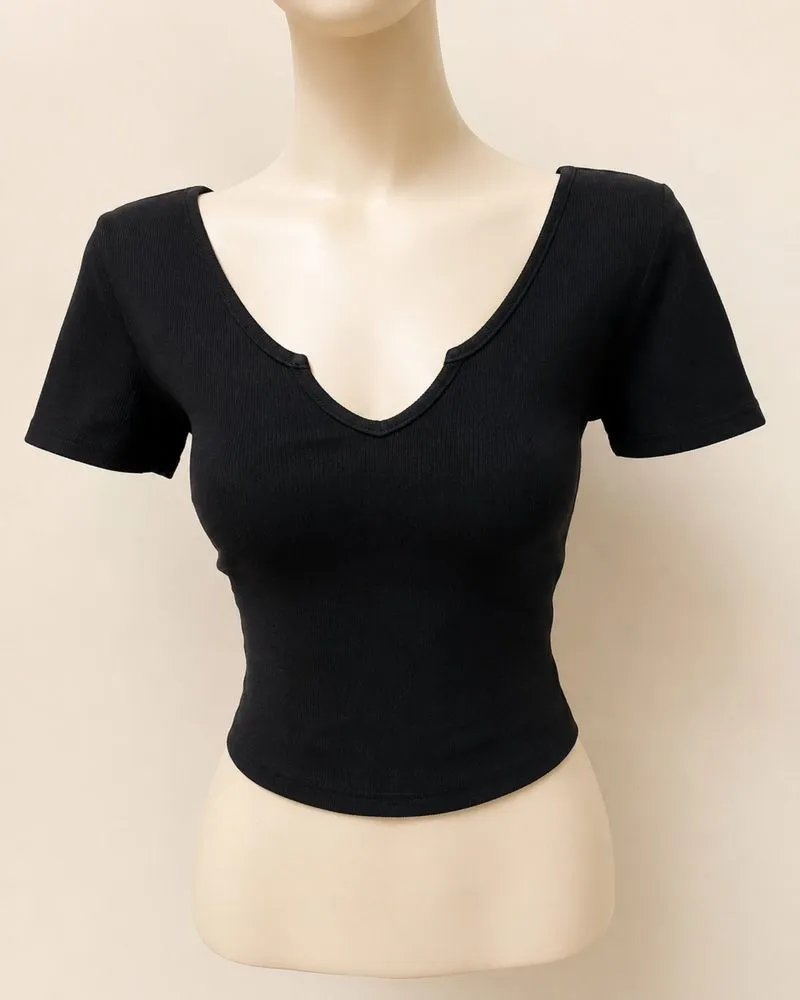 Purpur Black Ribbed Scoop Neck Baby Tee 🖤 photo 1