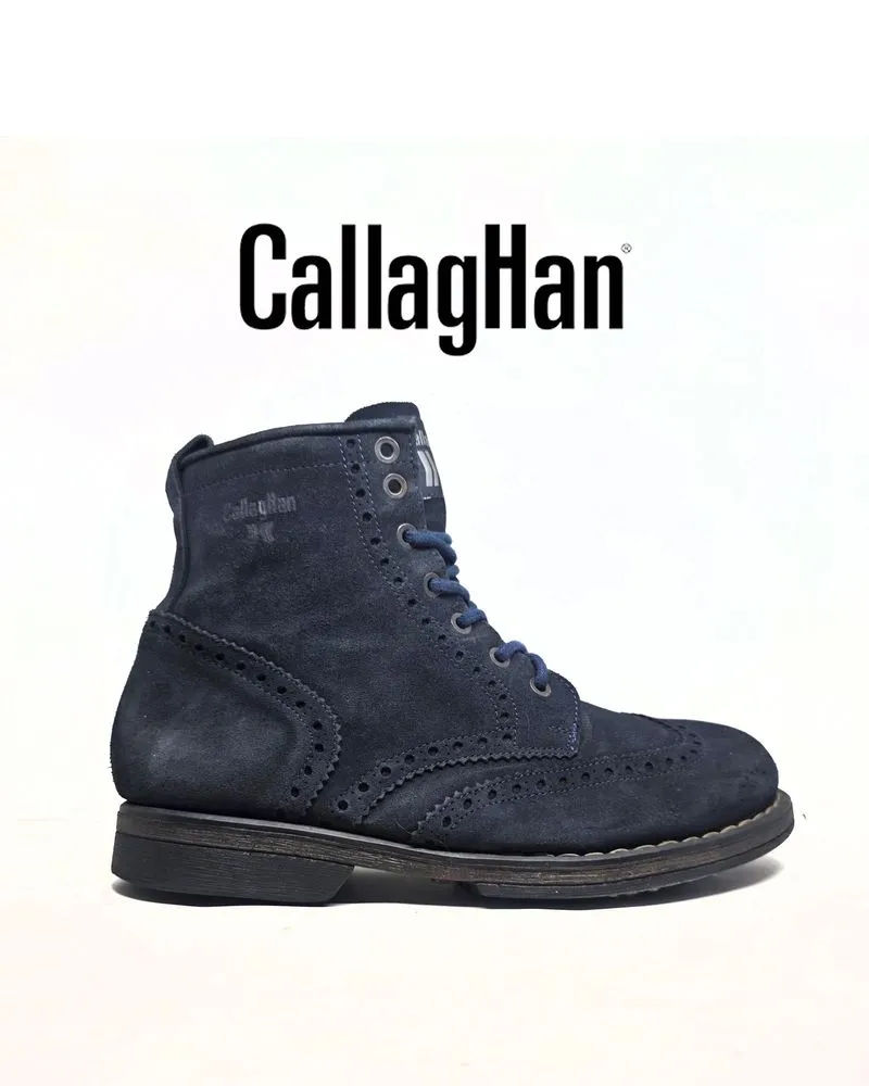 CALLAGHAN Spain Brogue Boots Blue Navy Suede photo 1