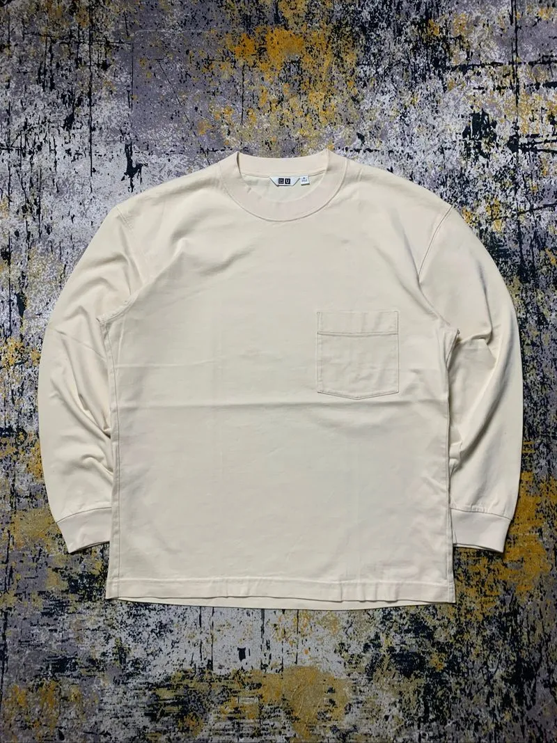 Kaos/Tshirt Long Sleeve Uniqlo Cream Pocket photo 1