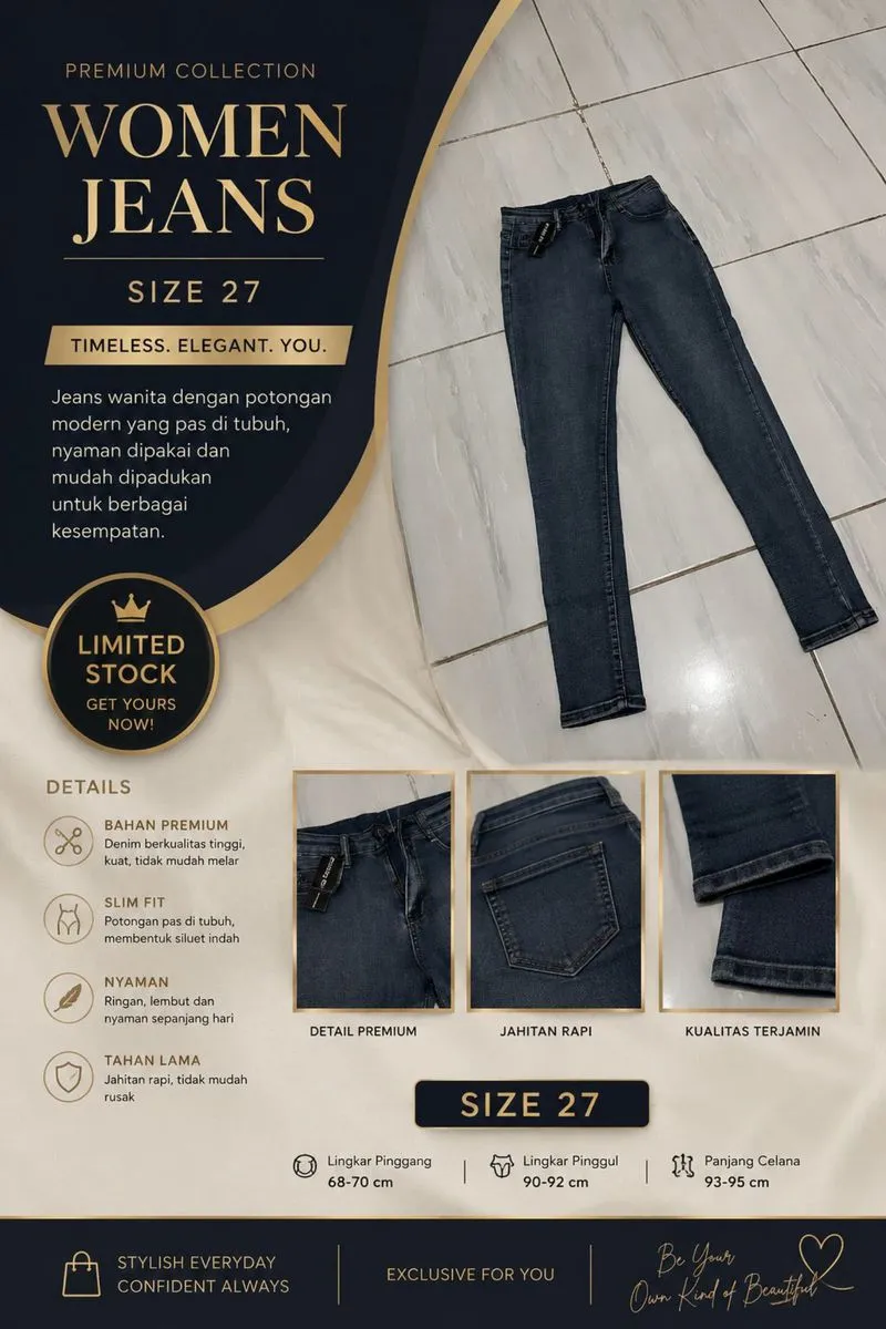 Celana jeans skinny wanita warna medium blue (light wash) photo 1
