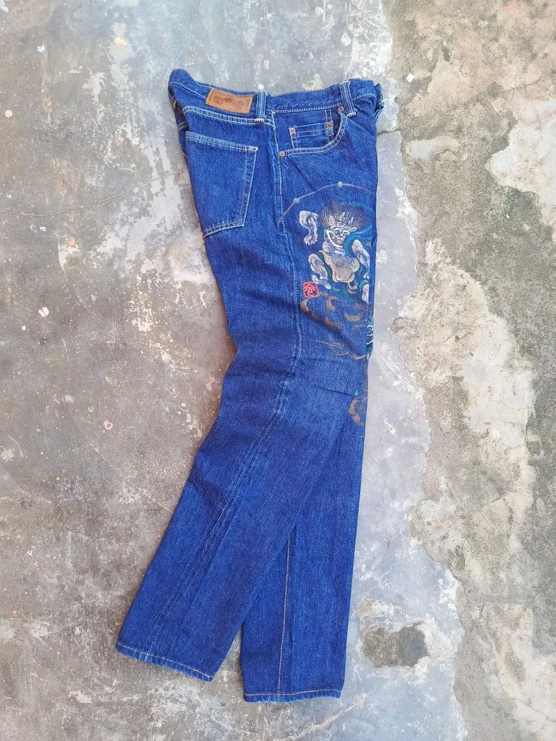 Sukajan jeans y2k selvege not bordir logo second photo 1