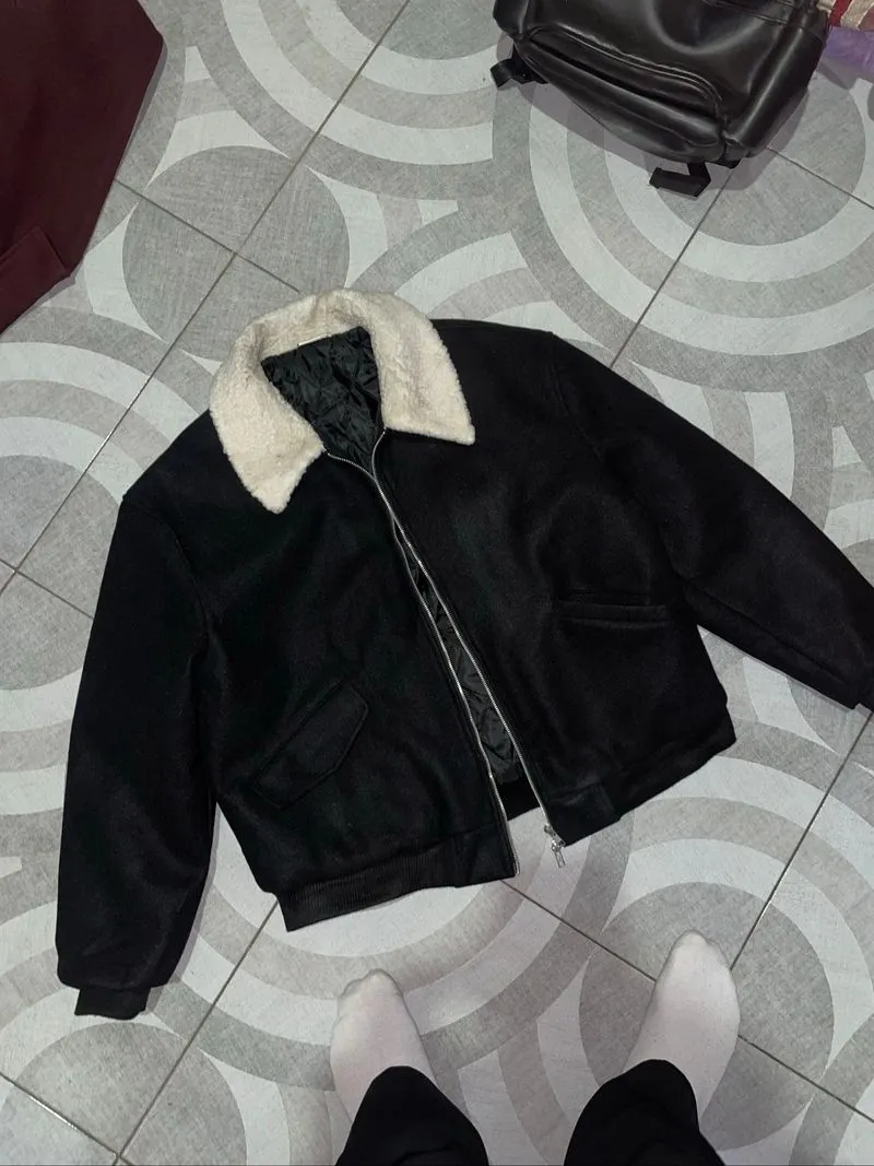 VEIL WOOL BLOUSON JACKET HIGH NECK - DOUBLE ZIP photo 1