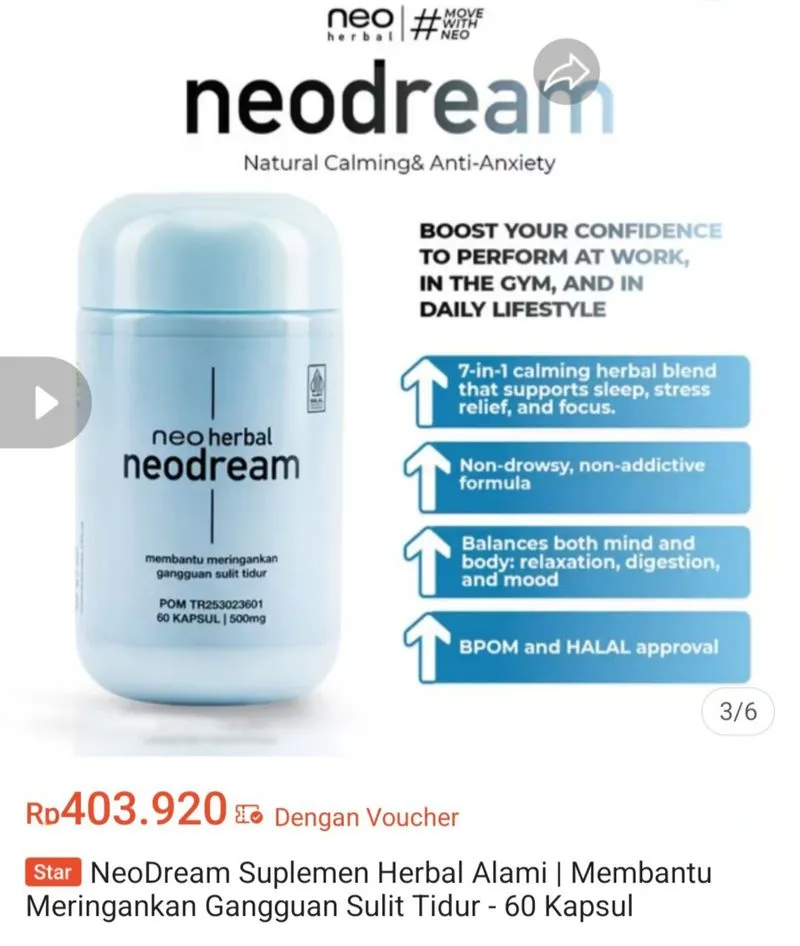 NeoDream Suplemen Herbal Alami !! New Still Sealed !! photo 1