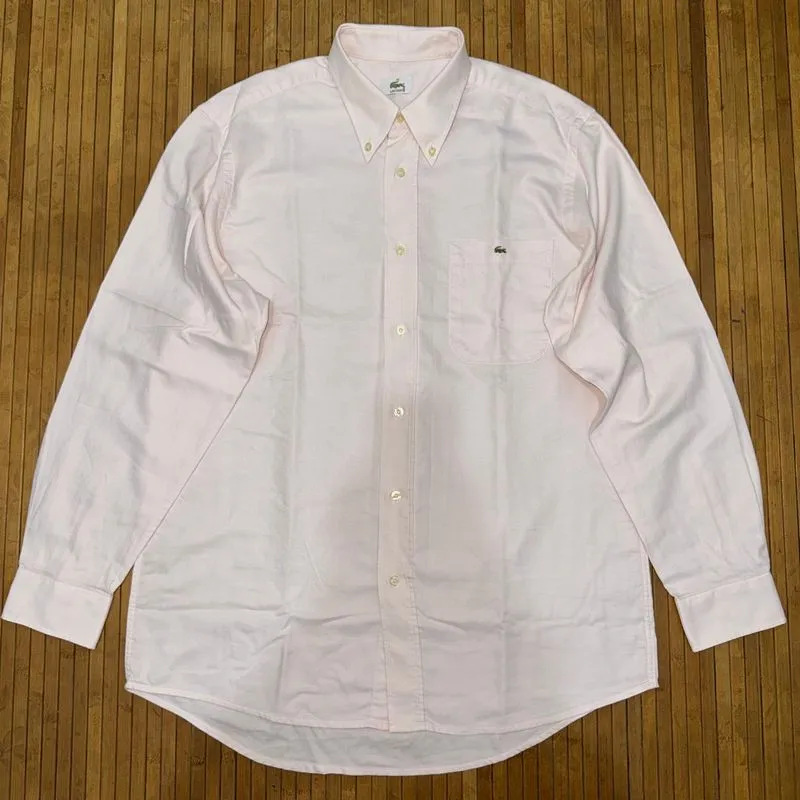 LACOSTE CASUAL BASIC SOFT PINK BUTTON DOWN LONG SLEEVE OXFOR photo 1