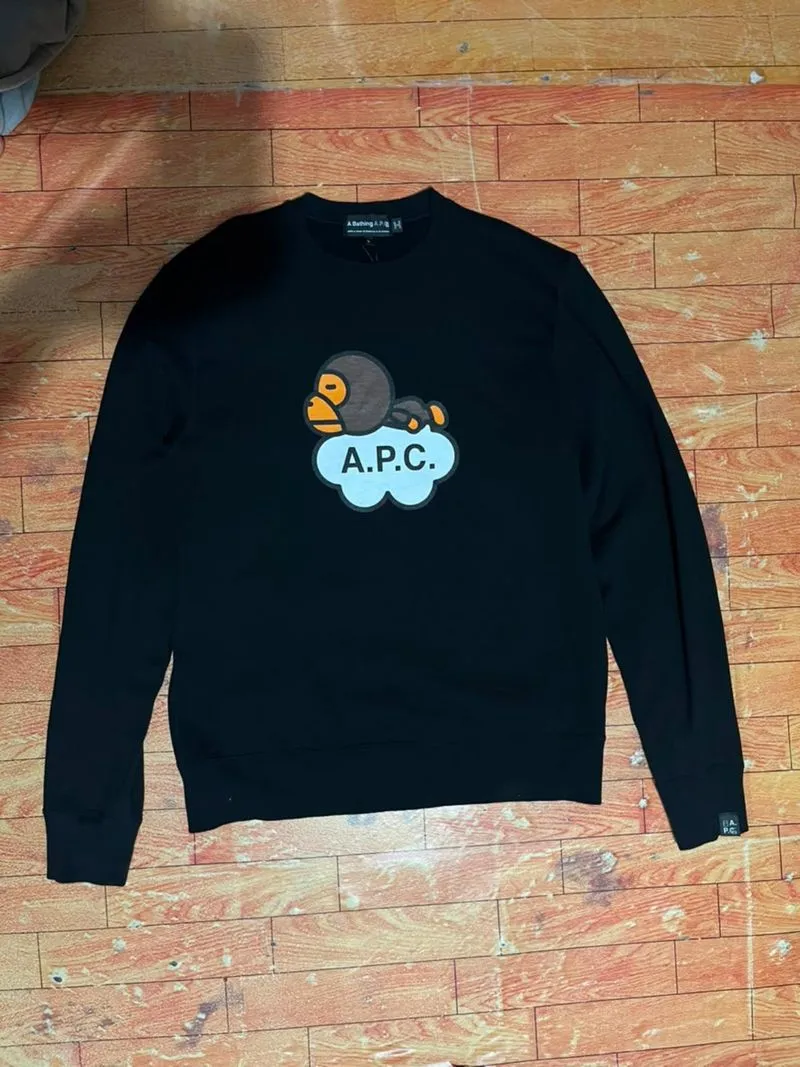 Authentic bape x a.p.c. baby milo cloud crewneck black photo 1