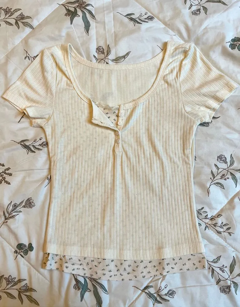 Layered Floral Top | Coquette, Floral, Cute, Sawako Style photo 1
