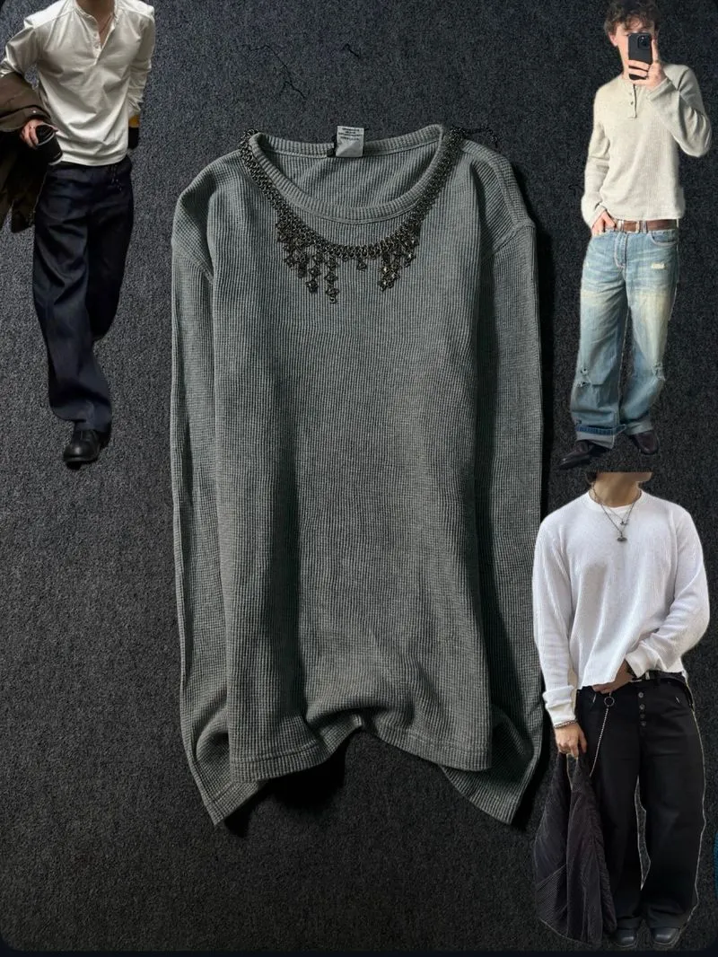 Henley waffle shirtt kmrii y2k grunge cartis style photo 1