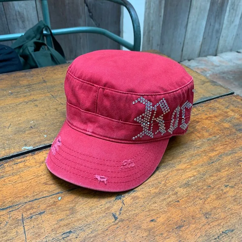OLIVE JUICE "JUICY" RHINESTONE MILITARY CAP - RED Y2K
 photo 1
