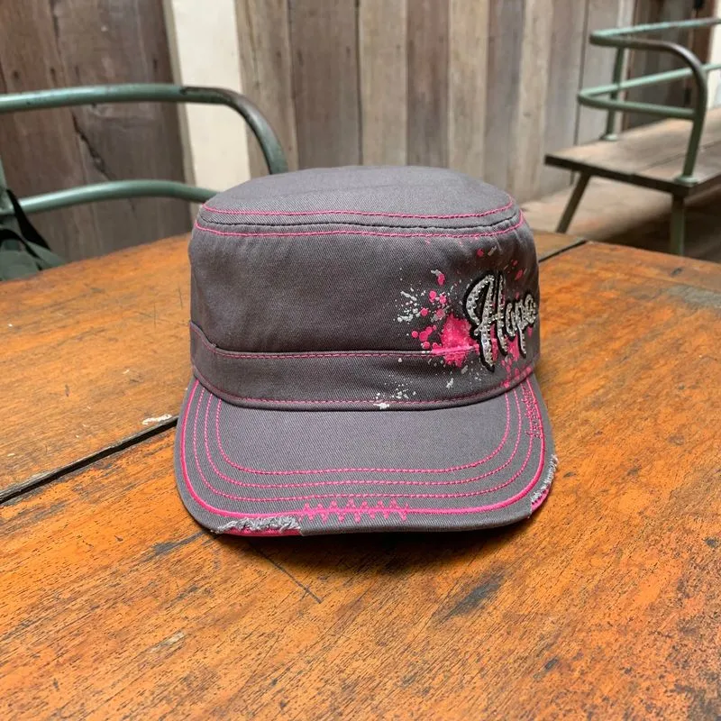 CAPTIVATING NCAA "HOPE" MILITARY CAP - GREY PINK photo 1