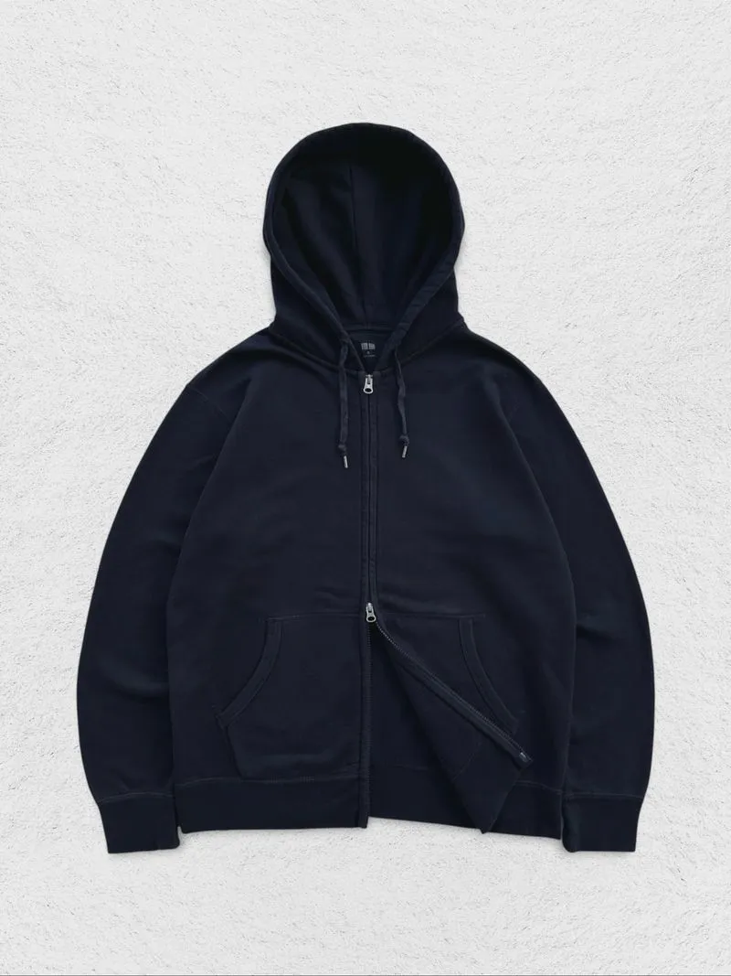 UNIQLO SWEAT 2WAY ZIP-UP LONG SLEEVE HOODIE NAVY photo 1