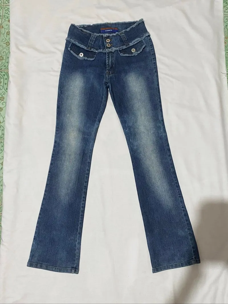 mid rise bootcut stretchy jeans photo 1