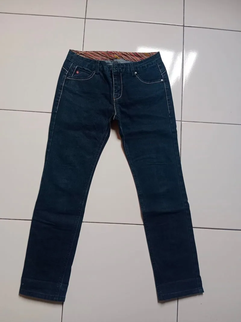 Jeans Wanita Dark Blue Skinny Furing Salur  photo 1
