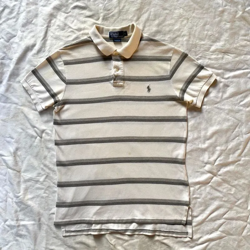 Polo Ralph Lauren Striped Polo Shirt White Grey photo 1