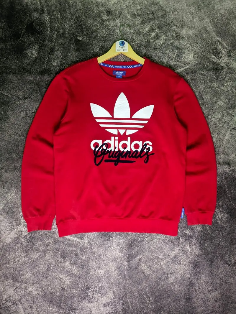 Crewneck Adidas Trefoil Originals Big Logo Print Velvet photo 1