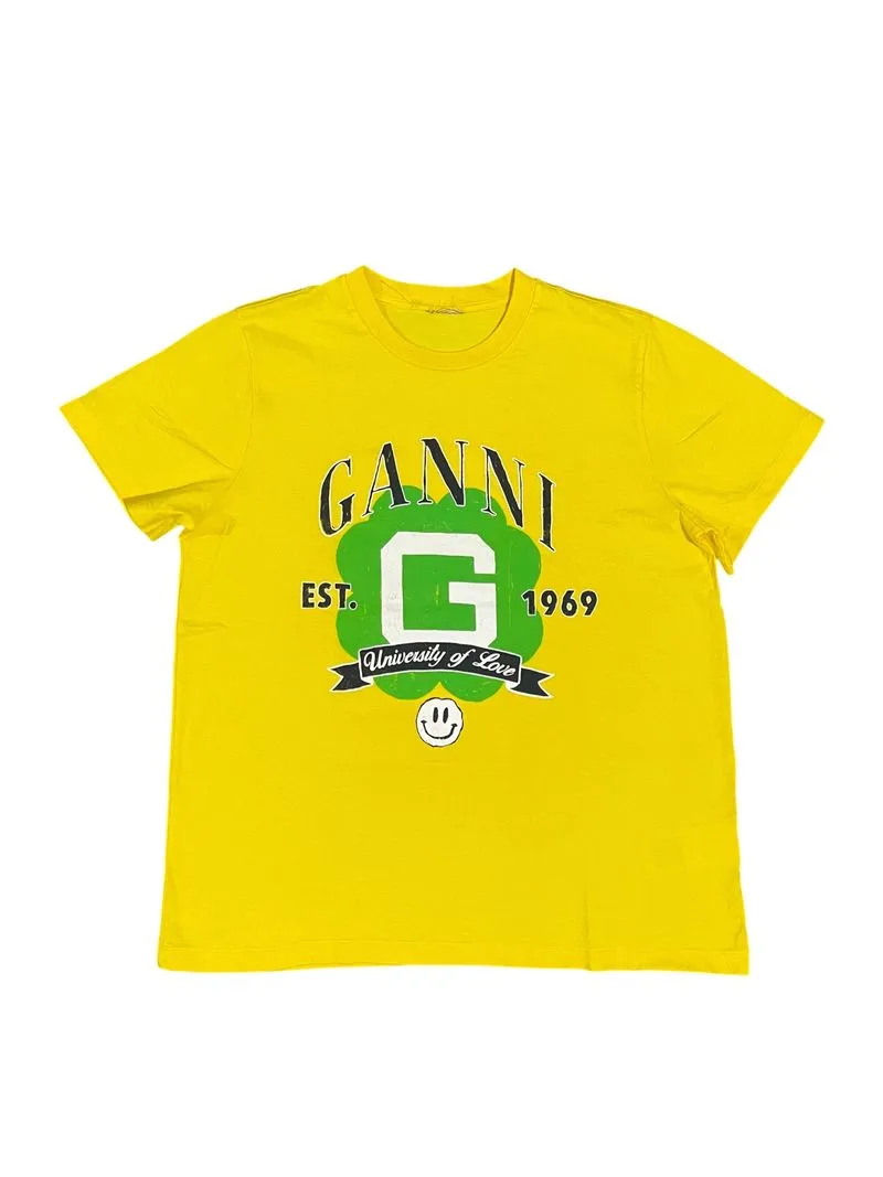 GANNI University Of Love Yellow T Shirt Luxury photo 1