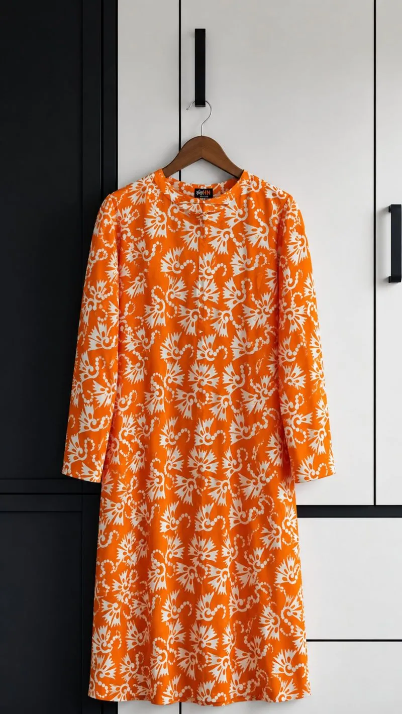 Dress Floral Orange White photo 1