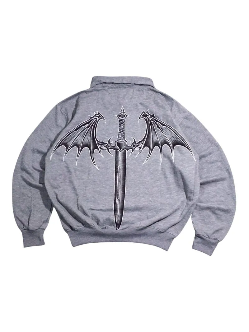 boxy halfzip handmade painted "tribal sacred sword sigilism" photo 1