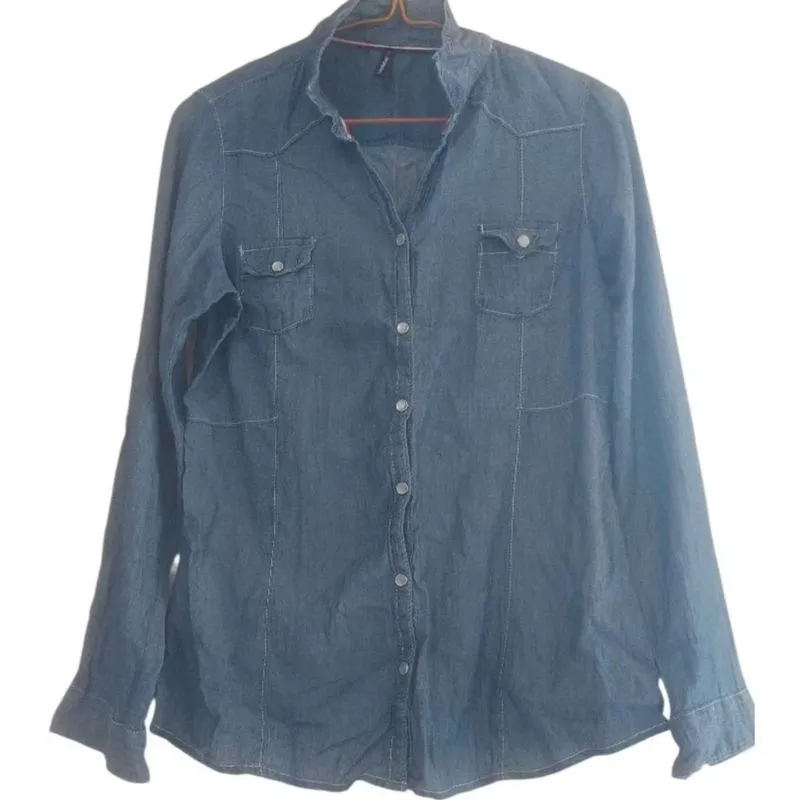 Kemeja Chambray Lengan Panjang Princess Medium Blue photo 1